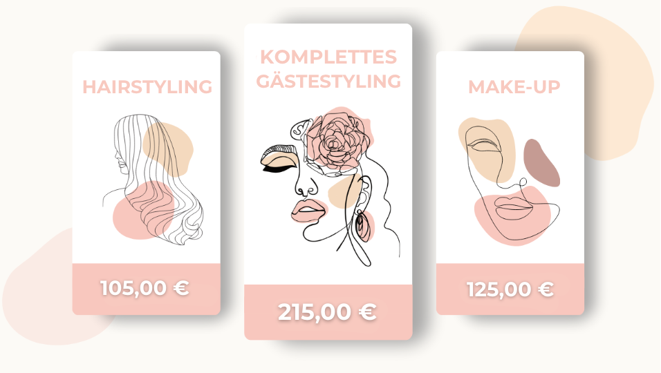 Gästestyling Preise Augsburg Preisübersicht für Gästestyling in Augsburg mit Hairstyling, Make-up und komplettem Gästestyling für Trauzeuginnen, Mamas und Hochzeitsgäste